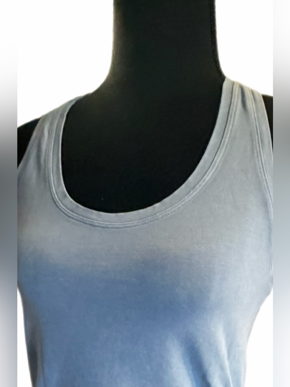 Lululemon Athleta Racer Back Distressed Light Blue Fitted Tank top- medium - Picture 5 of 9